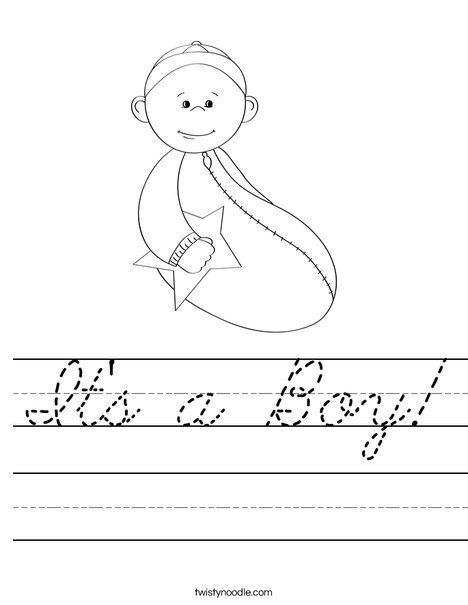 Baby boy with Star Worksheet