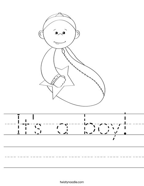 Baby boy with Star Worksheet