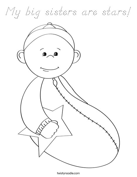 Baby boy with Star Coloring Page