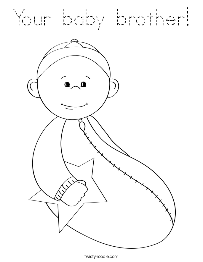 Your baby brother Coloring Page - Tracing - Twisty Noodle