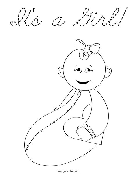 Baby Girl with Heart Coloring Page
