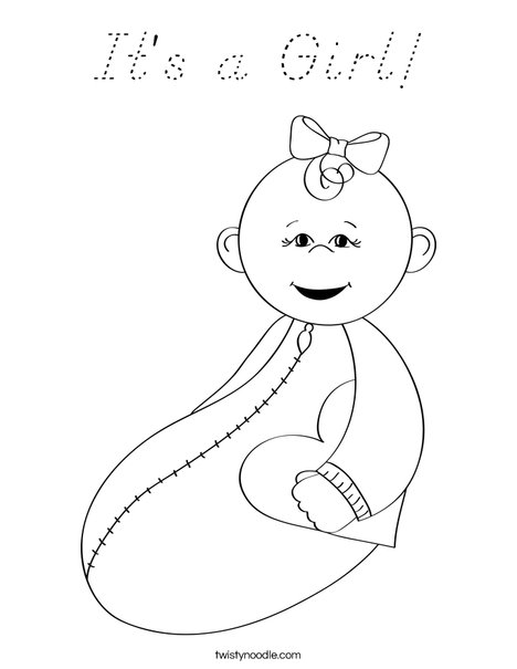 Baby Girl with Heart Coloring Page