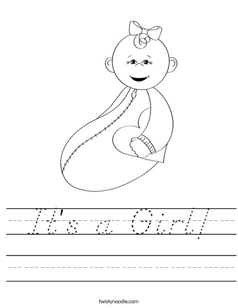 Baby Girl with Heart Worksheet