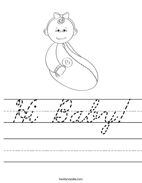 Baby Girl with Rattle Worksheet