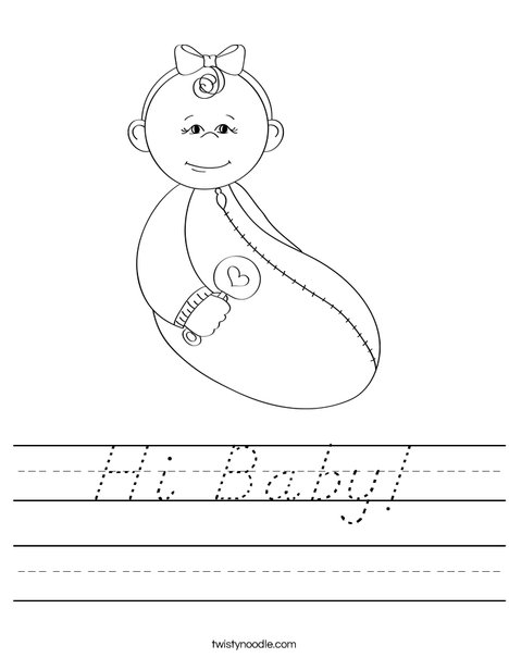 Baby Girl with Rattle Worksheet
