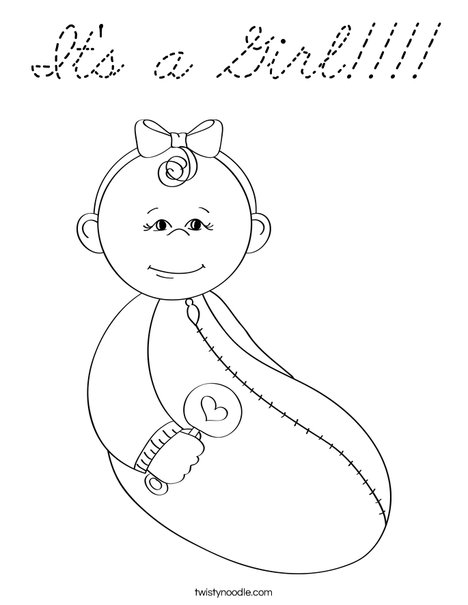 Baby Girl with Rattle Coloring Page