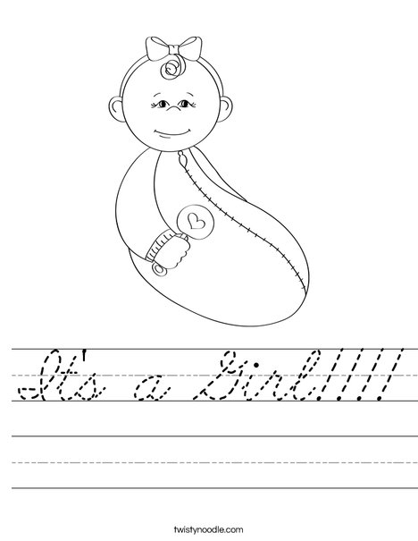 Baby Girl with Rattle Worksheet