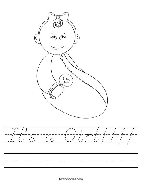 Baby Girl with Rattle Worksheet