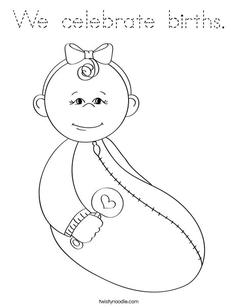 Baby Girl with Rattle Coloring Page