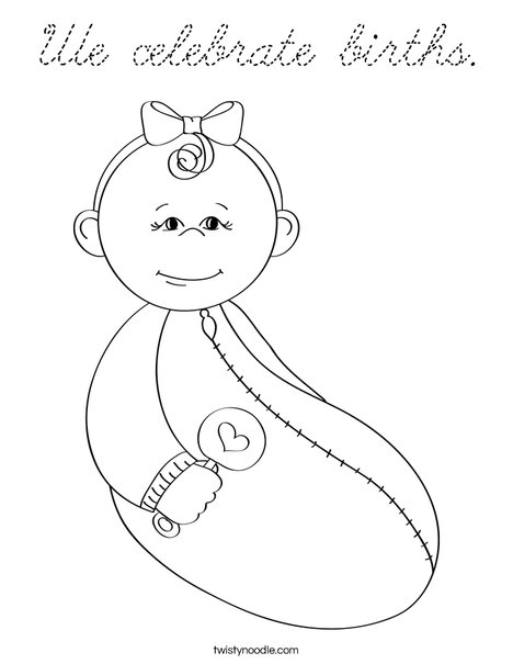 Baby Girl with Rattle Coloring Page