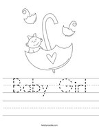 Baby Girl Handwriting Sheet