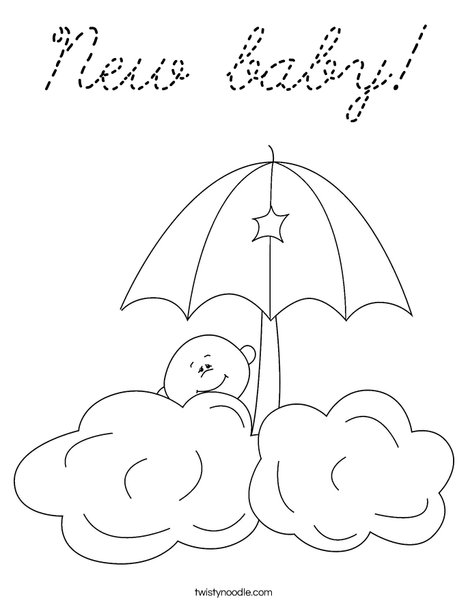 Baby in the clouds Coloring Page