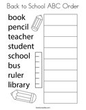 Back to School ABC Order Coloring Page