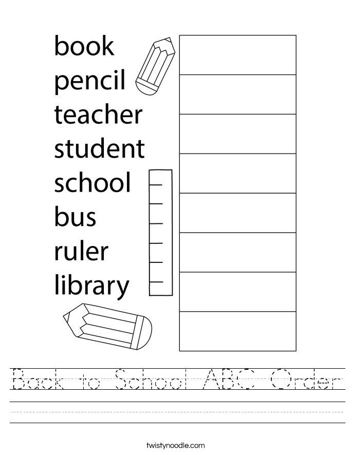 Back to School ABC Order Worksheet