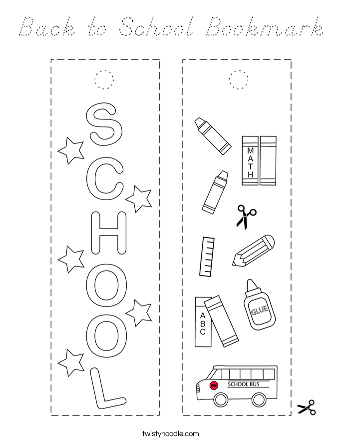 Back to School Bookmark Coloring Page