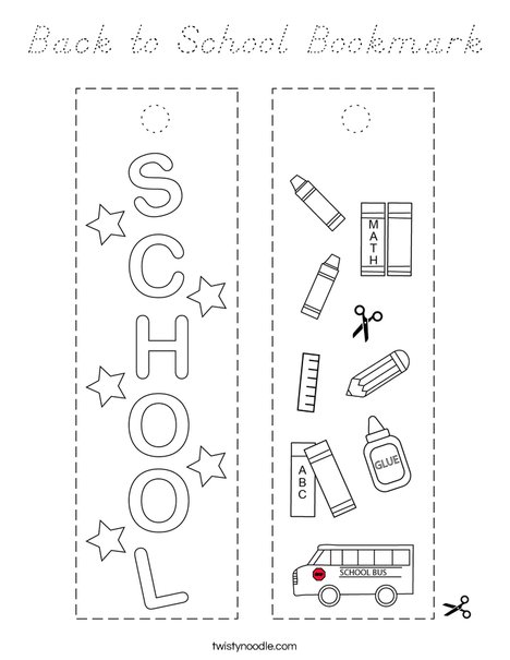Back to School Bookmark Coloring Page