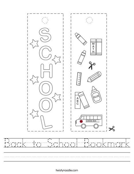 Back to School Bookmark Worksheet