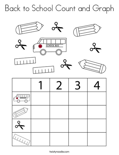 Back to School Count and Graph Coloring Page