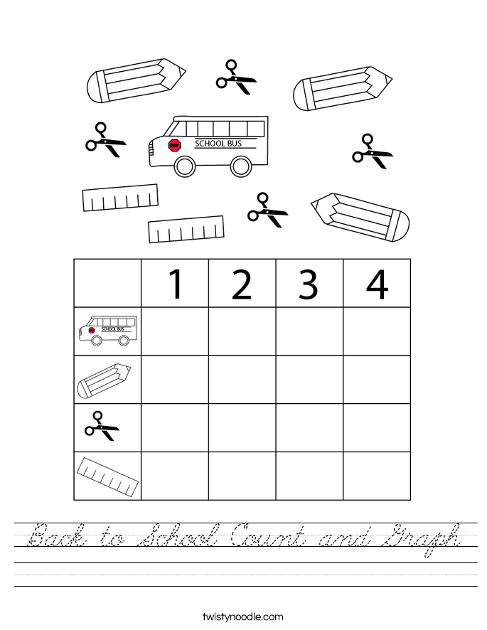 Back to School Count and Graph Worksheet