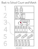 Back to School Count and Match Coloring Page