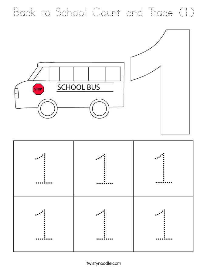 Back to School Count and Trace (1) Coloring Page