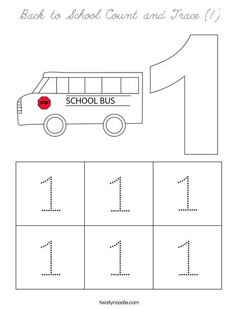 Back to School Count and Trace (1) Coloring Page