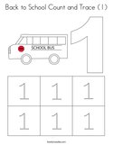 Back to School Count and Trace (1) Coloring Page