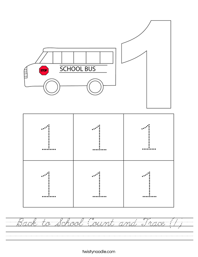 Back to School Count and Trace (1) Worksheet