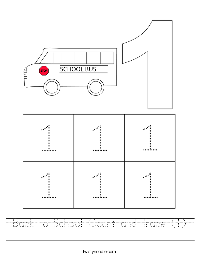 Back to School Count and Trace (1) Worksheet