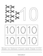 Back to School Count and Trace (10) Handwriting Sheet