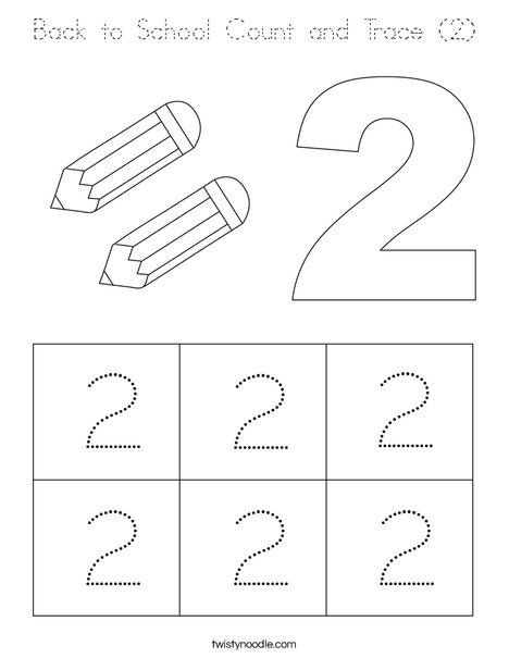 Back to School Count and Trace (2) Coloring Page