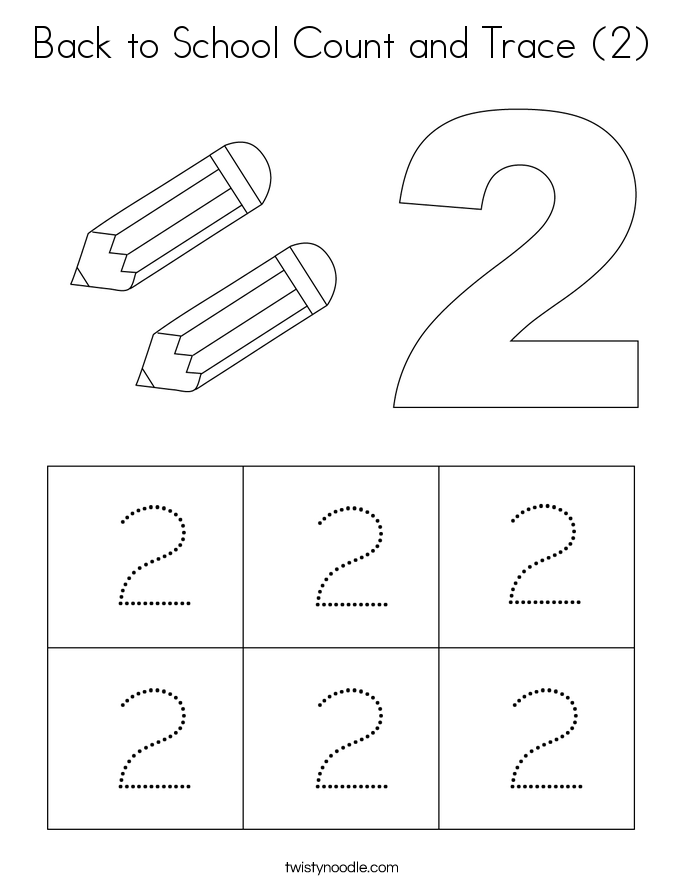 Back to School Count and Trace (2) Coloring Page