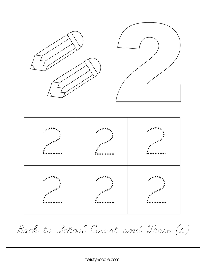 Back to School Count and Trace (2) Worksheet