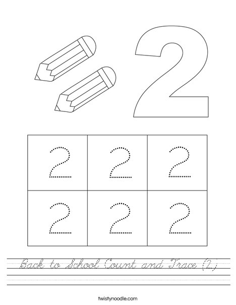 Back to School Count and Trace (2) Worksheet