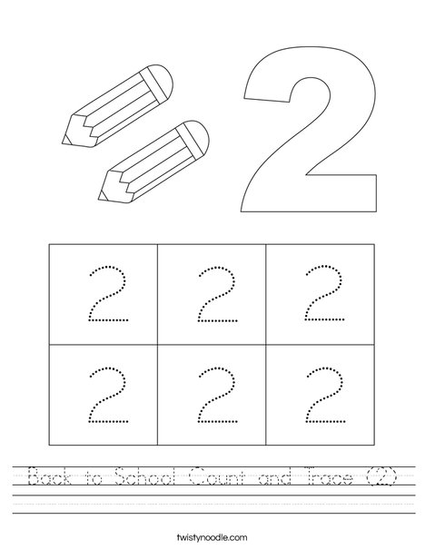 Back to School Count and Trace (2) Worksheet