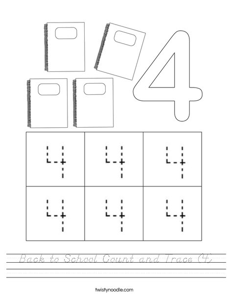 Back to School Count and Trace (4) Worksheet