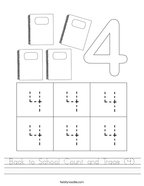 Back to School Count and Trace (4) Handwriting Sheet