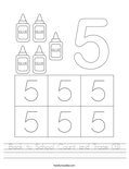 Back to School Count and Trace (5) Worksheet