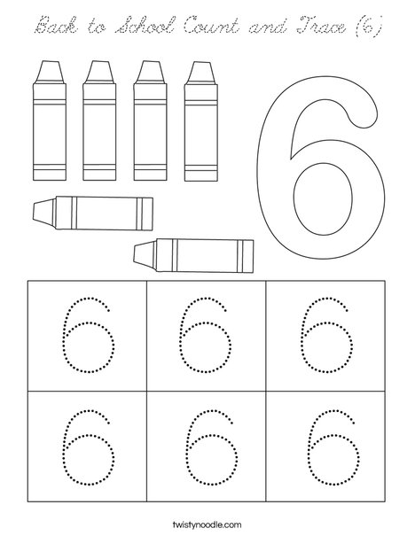 Back to School Count and Trace (6) Coloring Page
