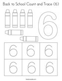 Back to School Count and Trace (6) Coloring Page