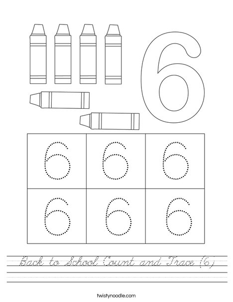 Back to School Count and Trace (6) Worksheet