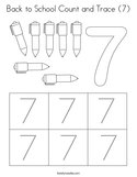 Back to School Count and Trace (7) Coloring Page