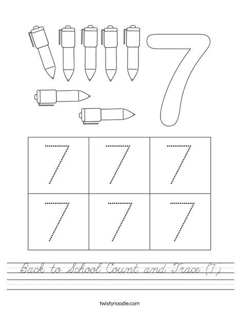 Back to School Count and Trace (7) Worksheet