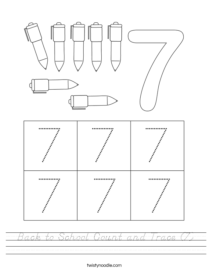 Back to School Count and Trace (7) Worksheet