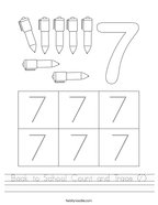 Back to School Count and Trace (7) Handwriting Sheet