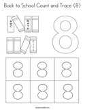 Back to School Count and Trace (8) Coloring Page