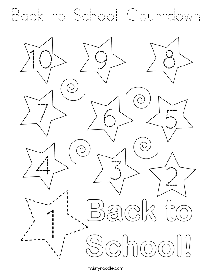 Back to School Countdown Coloring Page