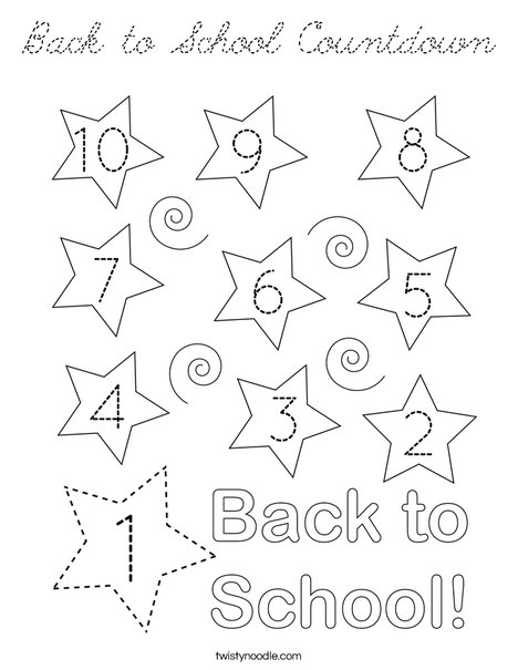 Back to School Countdown Coloring Page