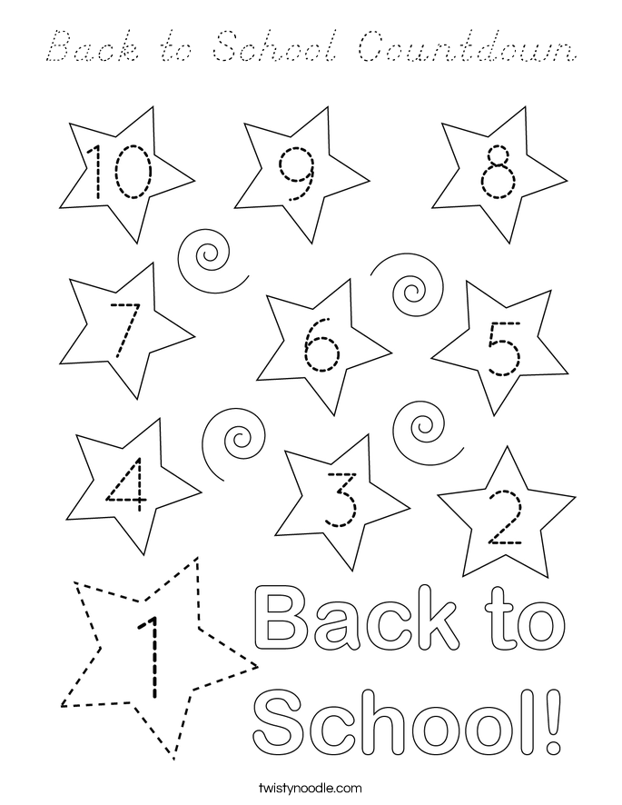 Back to School Countdown Coloring Page