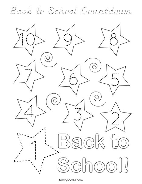 Back to School Countdown Coloring Page